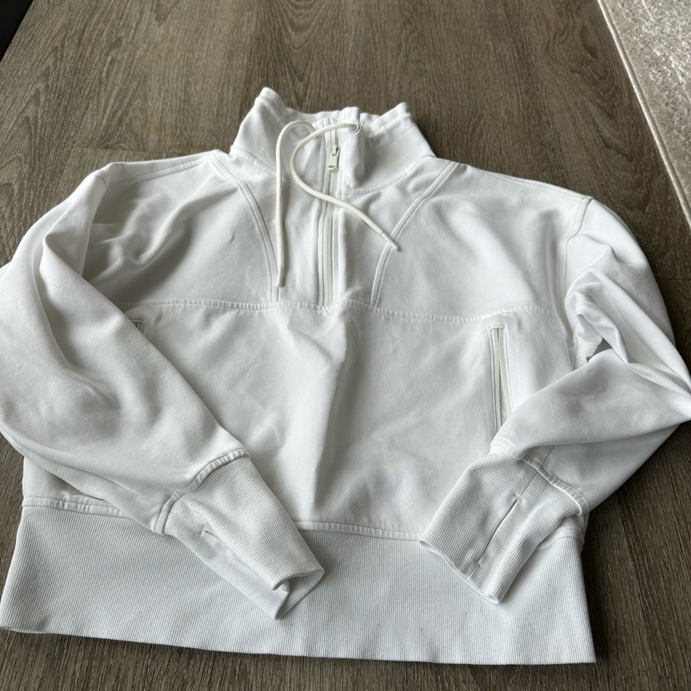 Old Navy Women's White Half-Zip Sweatshirt